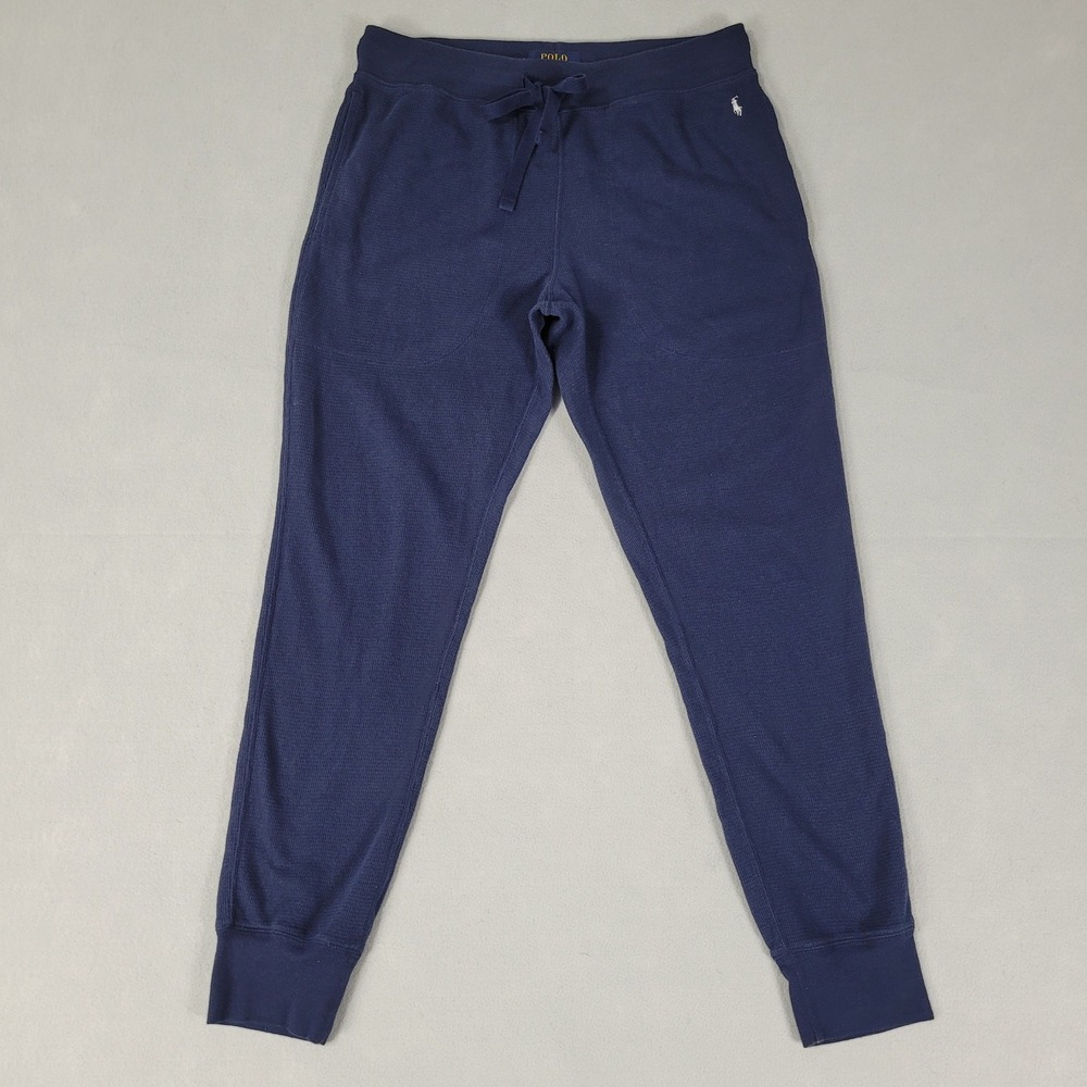 Polo Ralph Lauren Waffle Knit Joggers Mens Large Navy Sleepwear Drawstring Pants